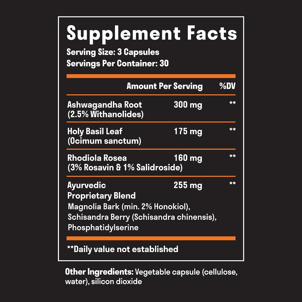 Adrenal Support & Cortisol Manager Supplement - Ashwagandha, 90 Capsules | Adrenal Support Supplements with Ashwagandha Extract, Rhodiola Rosea, Holy Basil, Support Stress Response, Mood, & Energy*