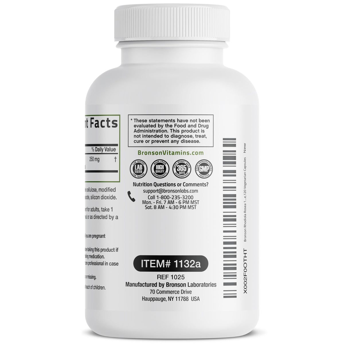 Bronson Rhodiola Rosea Adaptogen for Stress, Mood & Energy, 60 Capsules | Brain Health Support, Vegetarian, Non-GMO, Gluten-Free & Soy-Free