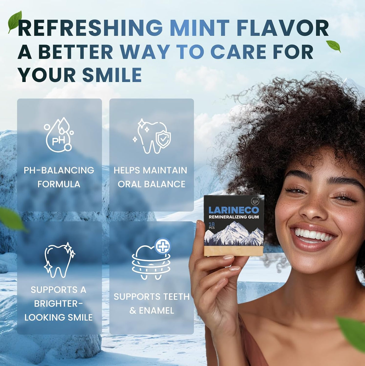 Larineco Remineralizing Gum with Nano Hydroxyapatite &amp; Xylitol – Sugar-Free Xylitol Gum – Plastic-Free