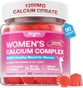 Calcium Gummies for Women, Calcium Citrate 1200mg with Vitamin D3 K2, Collagen & Biotin, B0ne, Teeth, Immune & Hormone Support, Sugar Free, Non-GMO, Gluten-Free, Strawberry Flavor, 90 Count