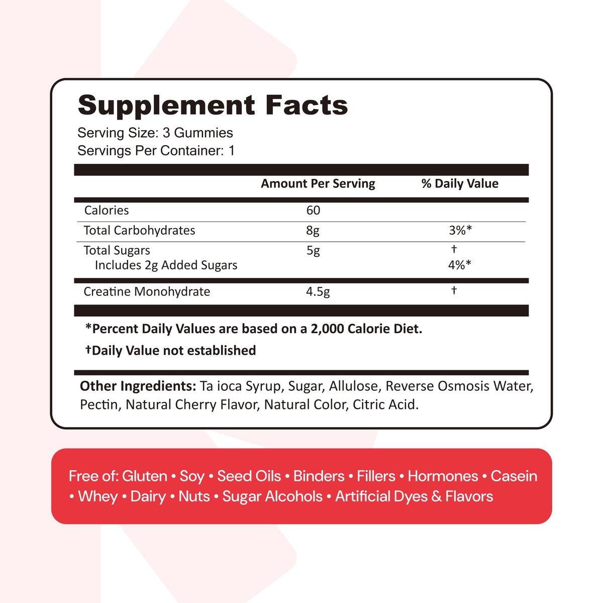 Create Creatine Monohydrate Gummies for Men & Women, Boost Focus, Strength, and Endurance, Anti-Melting Formula, Vegan, Gluten-Free, Non-GMO, 1.5g of Creatine per Gummy (Orange)