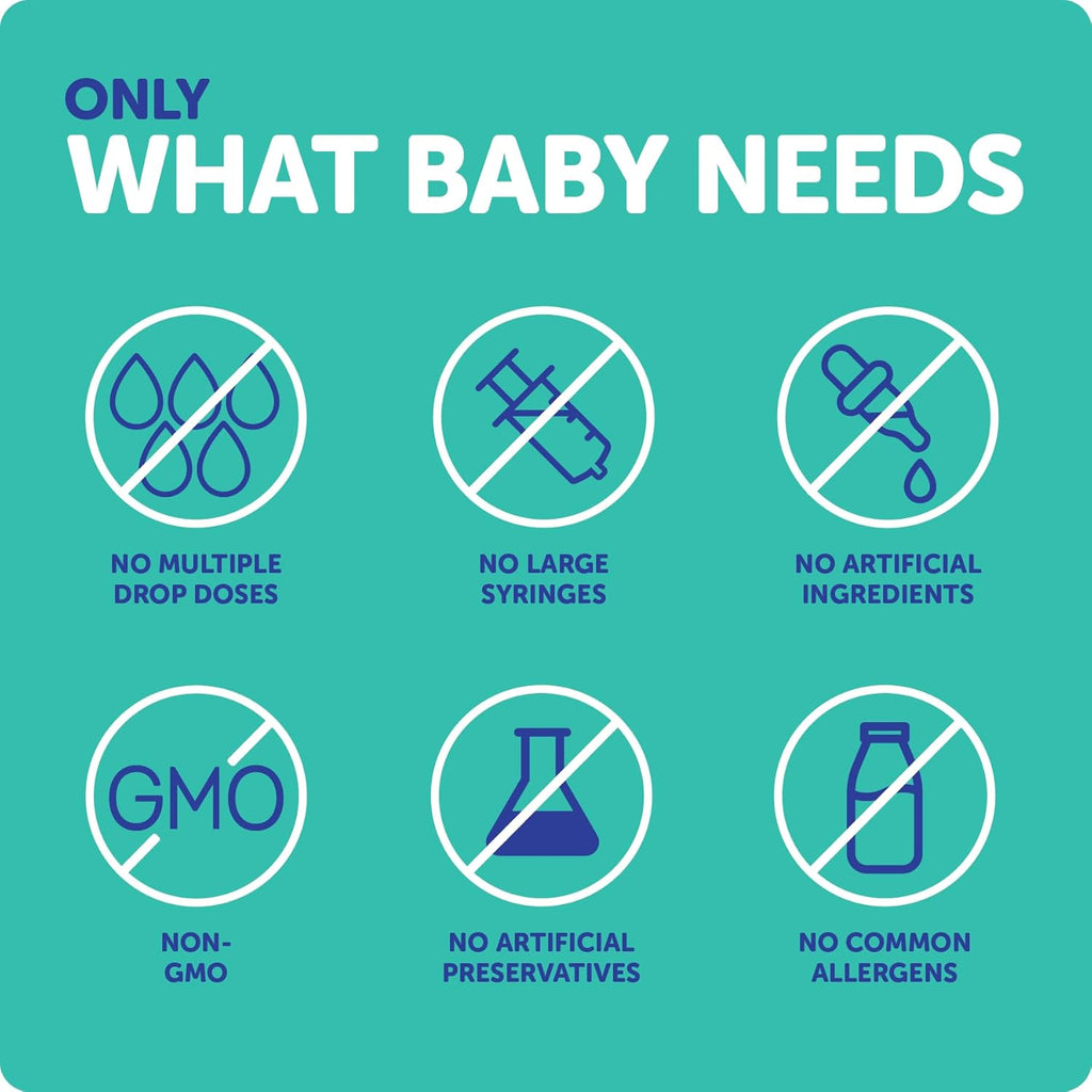 Ddrops Baby Probiotic with Vitamin D, 60 Drops - Colic Symptom Relief for Newborns and Infants - Easy-to-Use, Just One Drop Daily, No Sugar, Non-GMO, Allergy-friendy