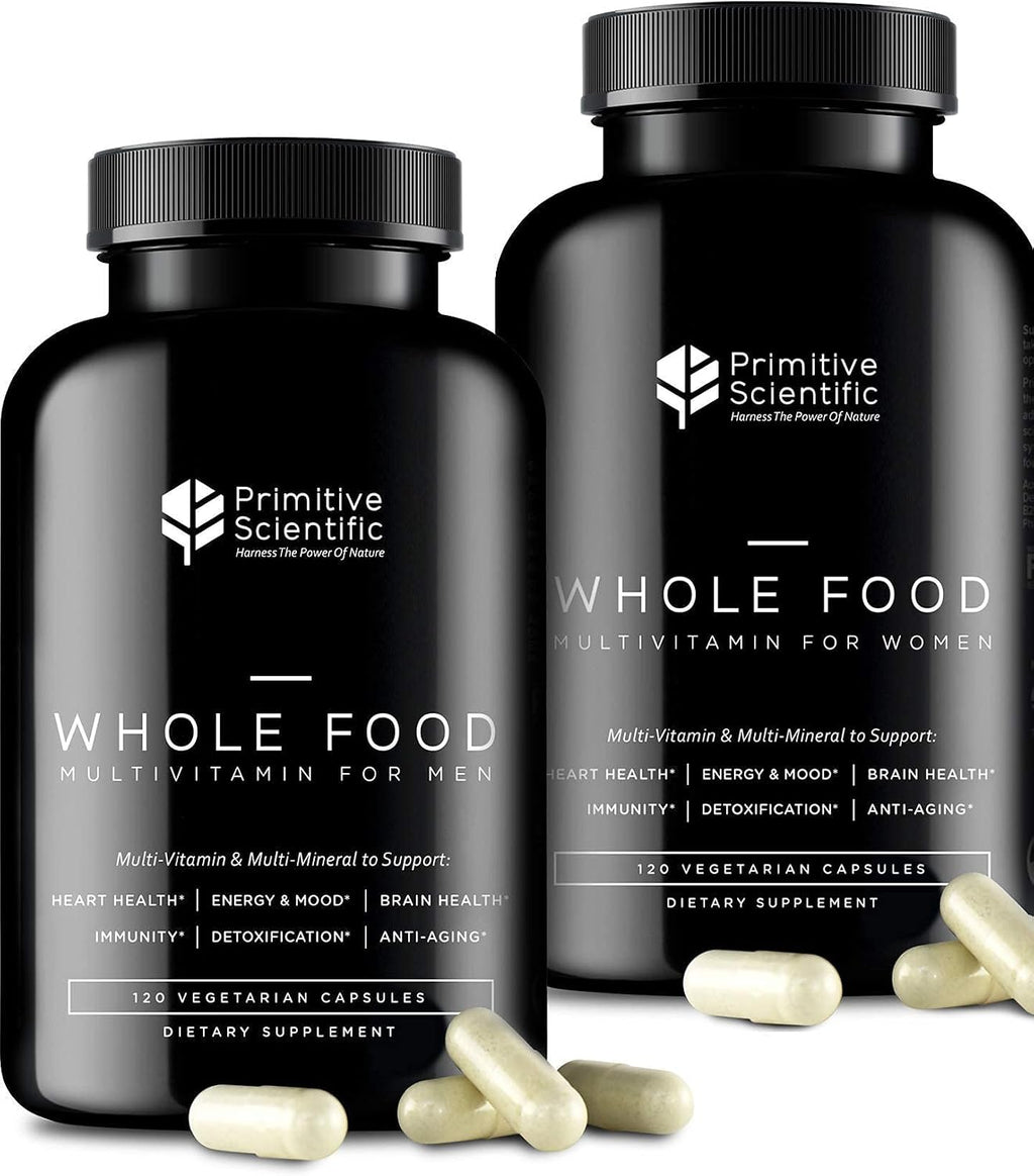 Primitive Scientific Whole Food Men & Women’s Supplement for Holistic Health (Bundle) | Women’s Multivitamins (120 Capsules) + Men’s Multivitamins (120 Capsules) |Full-Spectrum, 100% Natural, Non-GMO