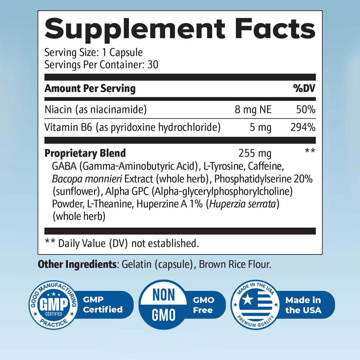 Neuro Sharp – Bacopa, Ginkgo Biloba & Huperzine-A – 30 Ct, 1 Month Supply | Bacopa Monnieri, Ginkgo Biloba & Huperzine-A | Non-GMO, Made in USA | Easy-to-swallow daily capsule
