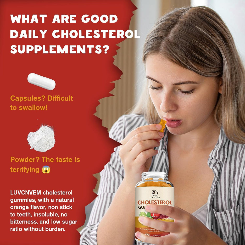 LUCNVEM Cholesterol Supplements Gummies for Cholesterol Healthy, Natural Cholesterol Complex for Maintain Healthy Cholesterol Levels, Daily Easy Cholesterol Gummies Snacks - 30 Day Supply