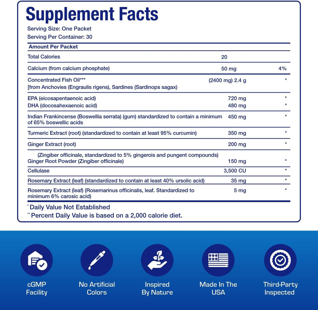 DeFlame Tendon and Ligament Supplements - Clinically Formulated Joint Support Supplement Vitamin Packs for Women and Men for Enhanced Mobility and Comfort Support - Made in the USA - 1 Month Supply