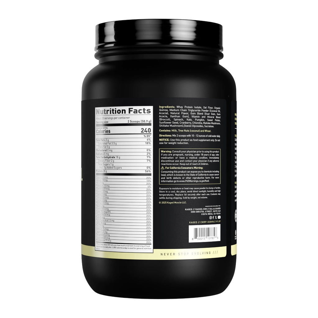Kaged Clean Meal Powder | Chocolate Peanut Butter | Meal Replacement Shake | Whey Protein Isolate | Clean Carbs, MCT Oil Fats, Organic Vitamins and Minerals | Supplements for Men & Women | 20 Servings