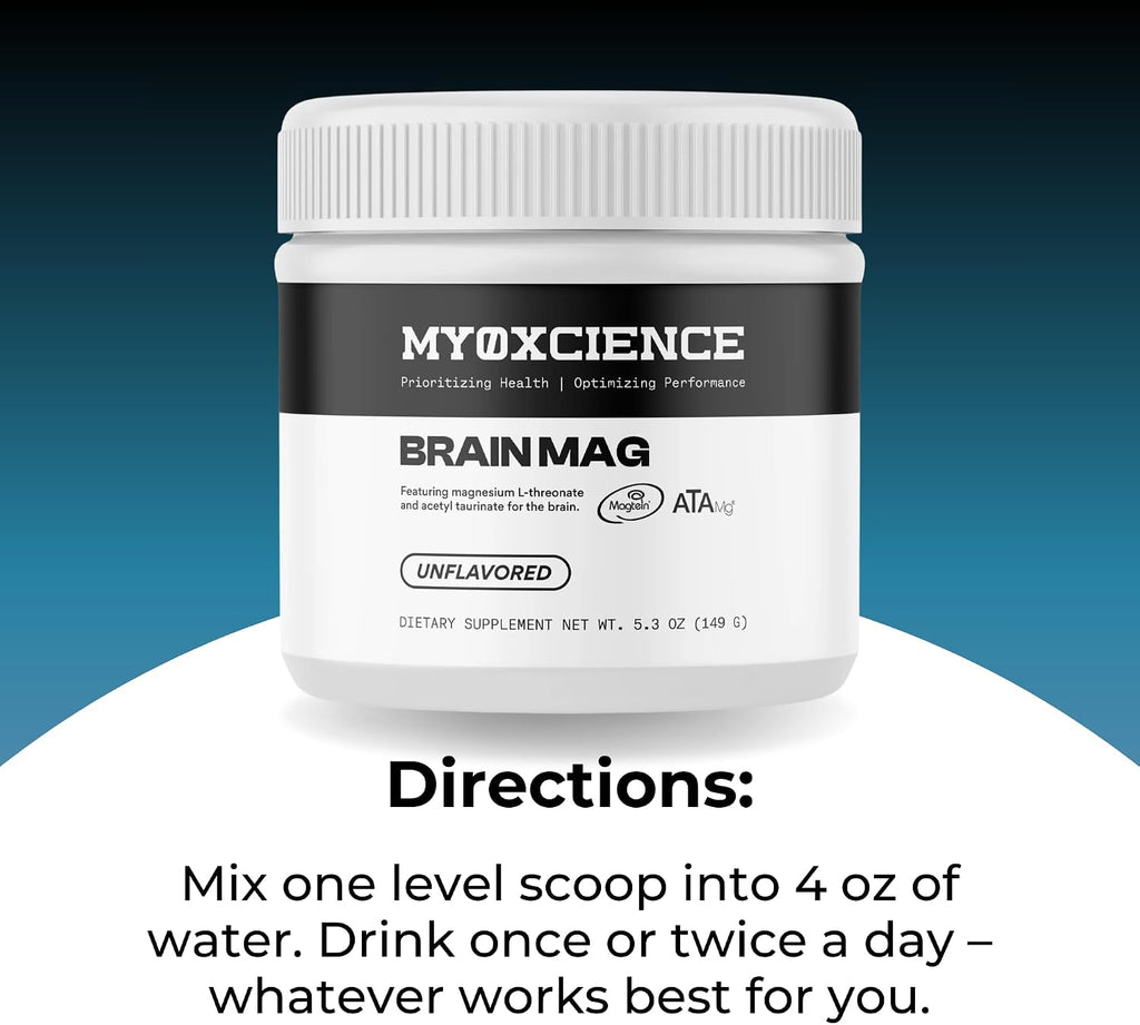MYOXCIENCE Brain Mag | Magnesium L-Threonate Magtein & Magnesium Glycinate Powder (Unflavored) (60 Servings)