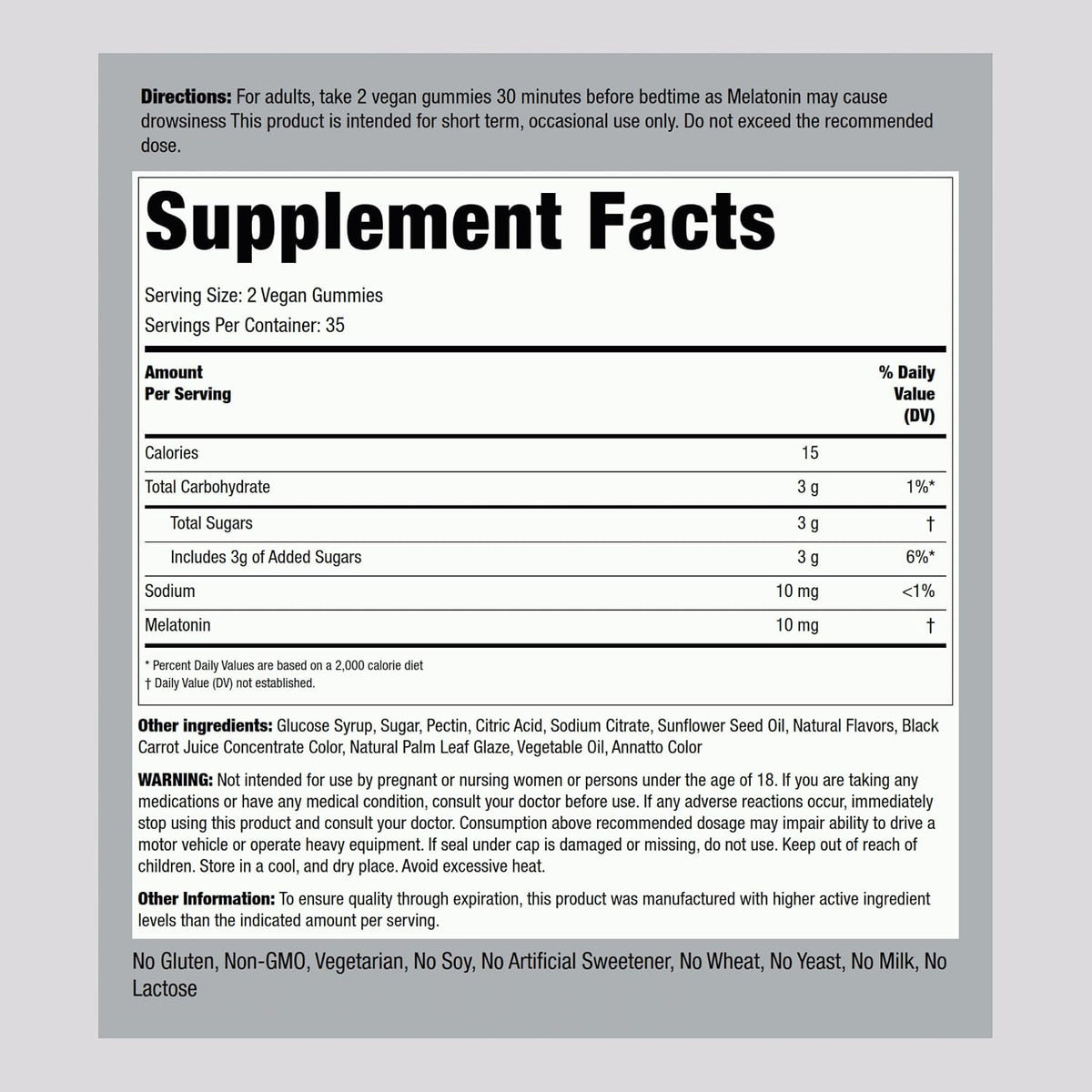 Piping Rock Melatonin Gummies 10mg | 70 Count | Berry Flavor Supplement | Vegan, Non-GMO, Gluten Free