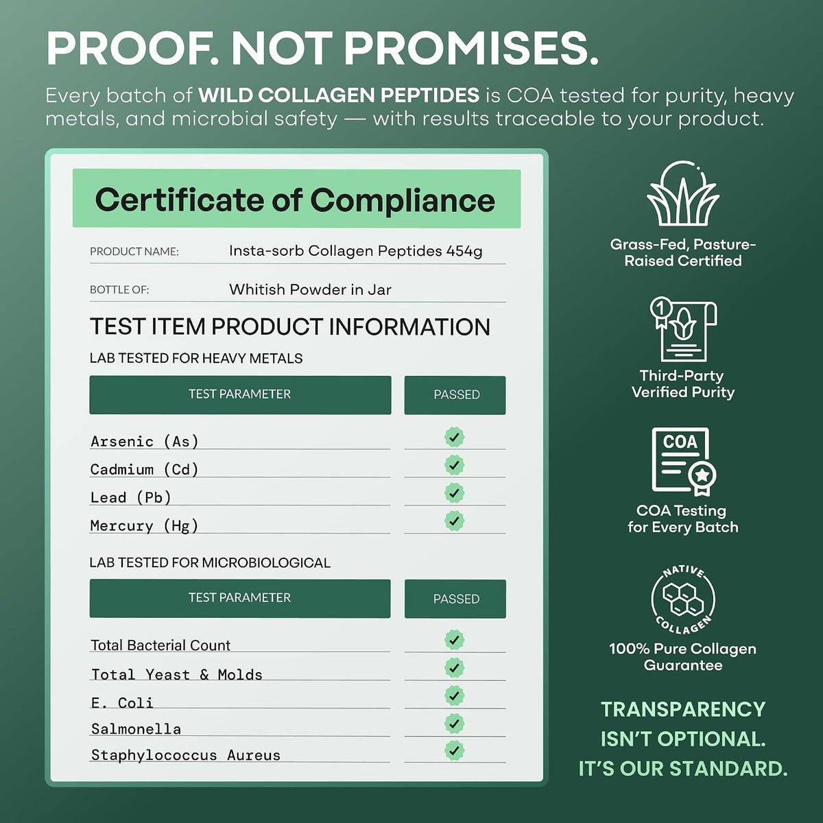 Wild Foods Collagen Peptides Powder – 16 oz Grass-Fed Hydrolyzed for Skin, Hair, Nails Support – Unflavored & Easy to Mix – Non-GMO, Made in USA Collagen Powder for Women and Men