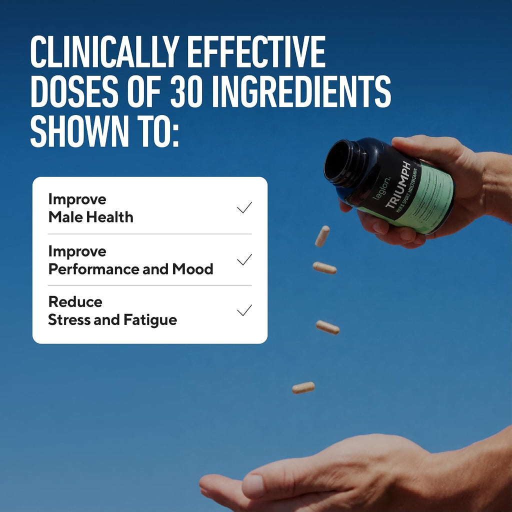 LEGION Triumph Men's Sport Vitamin - Complete Multivitamin for Men - Daily Vitamins for Men to Boost Health and Performance - Men's Multivitamin with 21 Vitamins & Minerals - 30 Servings