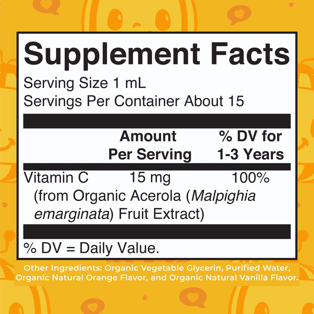 MARYRUTH'S USDA Organic Kids Vitamin C Drops Vegan Vitamin C Immune Support Supplement for Ages 4-13 | Immune Support & Overall Health | Vitamin C from Organic Acerola Fruit Extract | 2oz