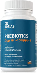 Dr. Tobias Prebiotics, Supports Digestion & Gut Health, Feed Good Probiotic Bacteria, Boost Gut Immune Function, Vegan & Non-GMO Gut Health Supplements for Men and Women, 30 Capsules, 30 Servings