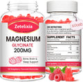 Gomitas de glicinato de magnesio de 200 MG, suplementos de glicinato de magnesio de alta absorción para relajación, sabor a frambuesa, paquete de 2, 120 unidades