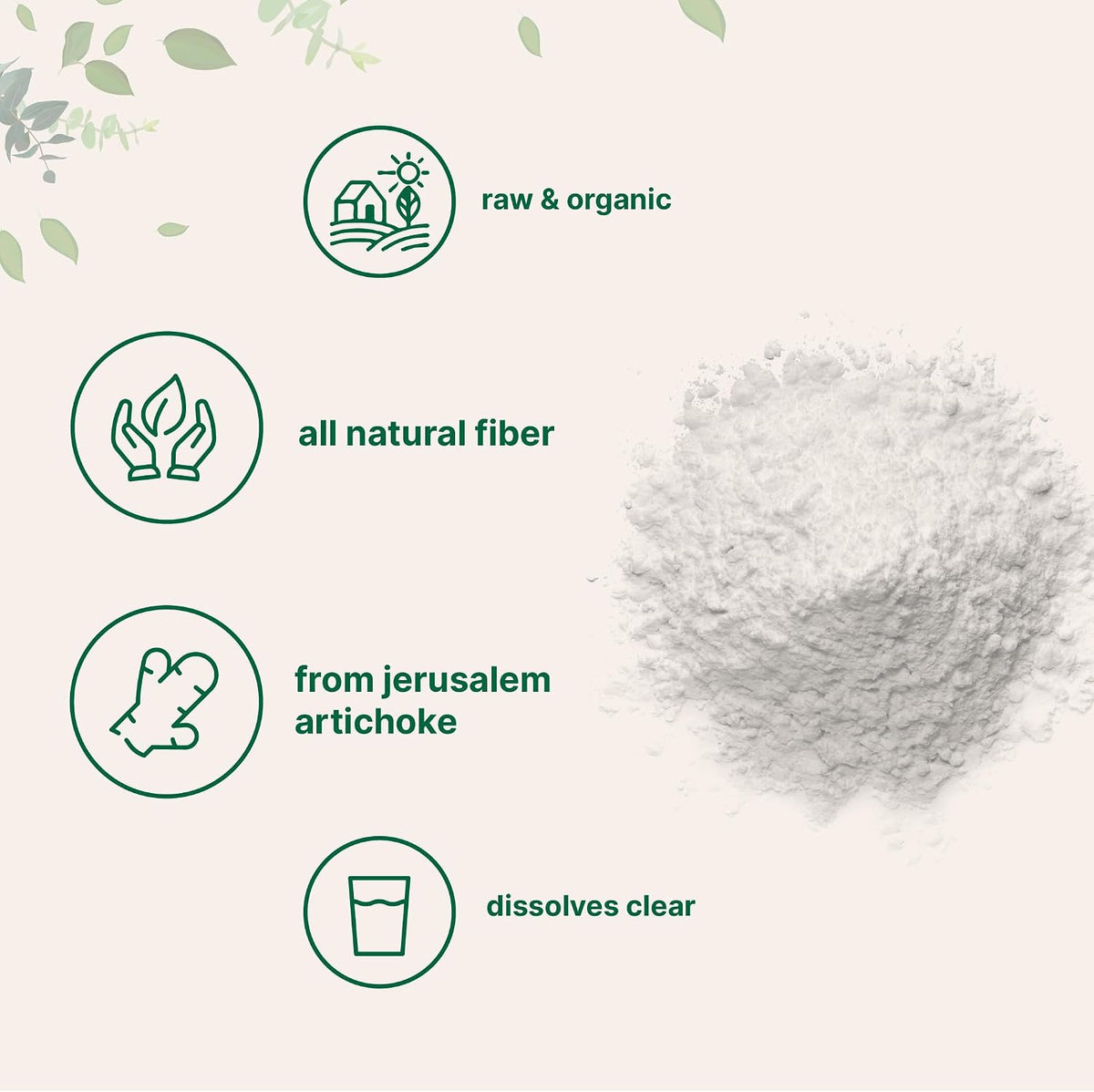Micro Ingredients Organic Inulin FOS Fiber Powder, 2.2 lbs | Quick Water-Soluble Prebiotic | Natural Fiber for Smoothies & Drinks | Vegan Friendly, Dissolves Clear
