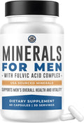 Minerals for Men with Fulvic Acid Complex, 60 Count | Fulvic Minerals, Boron, Zinc & Magnesium - Supports Men's Health & Vitality - USA Sourced Minerals, 3rd Party Tested