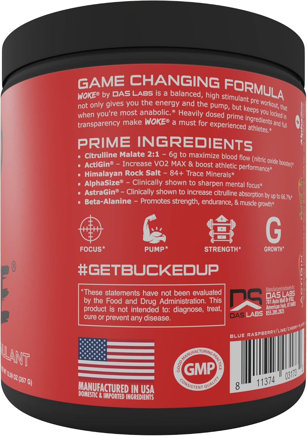 Bucked Up - Woke - HIGH STIM Pre Workout - Best Tasting - Focus Nootropic, Pump, Strength and Growth, 30 Servings (Rocket Pop)