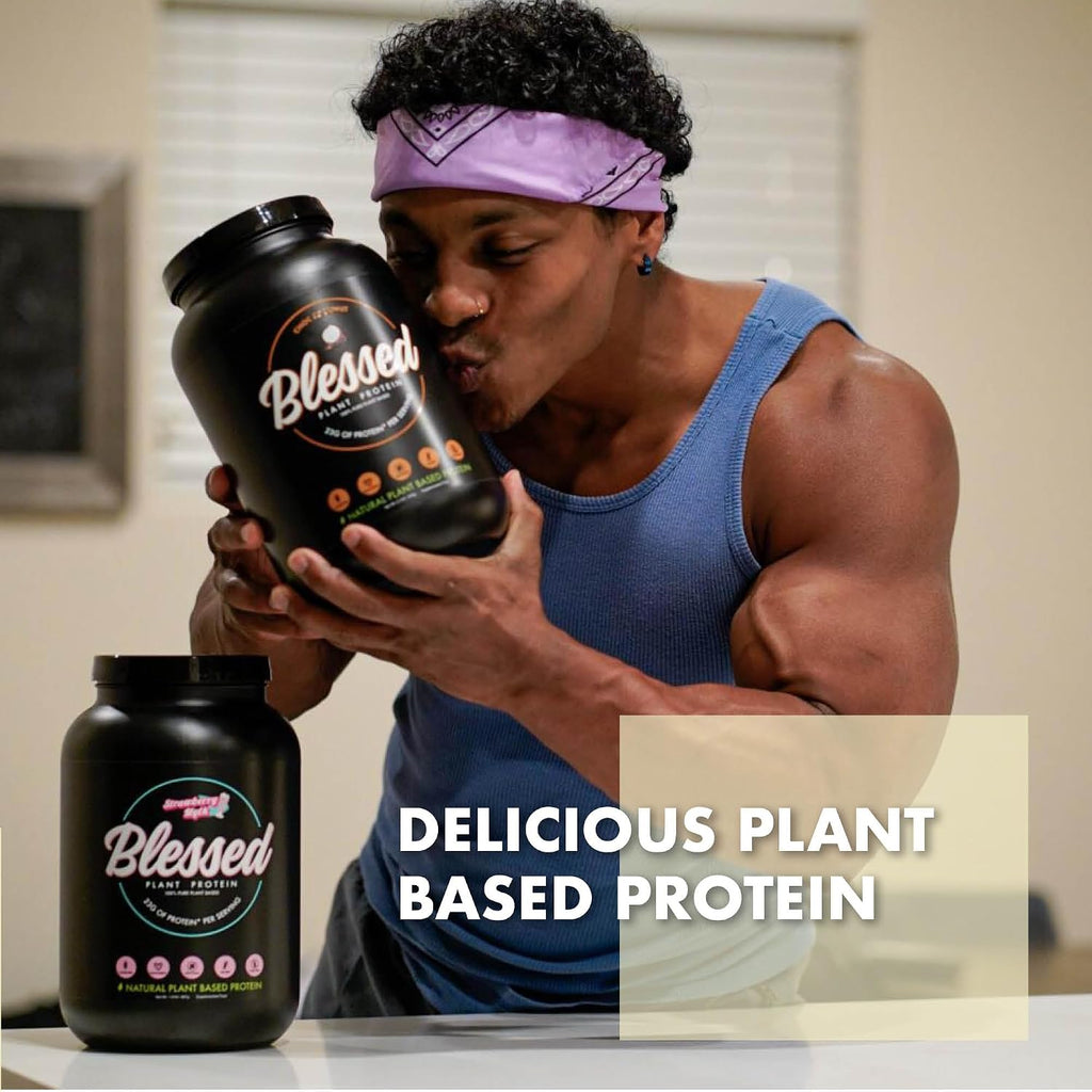 Blessed Vegan Protein Powder - Plant Based Protein Powder Meal Replacement Protein Shake, 23g of Pea Protein Powder, Dairy Free, Gluten Free, Soy Free, No Sugar Added, 30 Servings (Vanilla Chai)