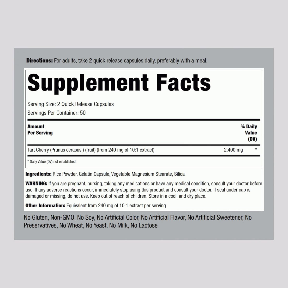 Piping Rock Tart Cherry Capsules | 100 Count | Concentrated Extract | Non-GMO, Gluten Free Supplement