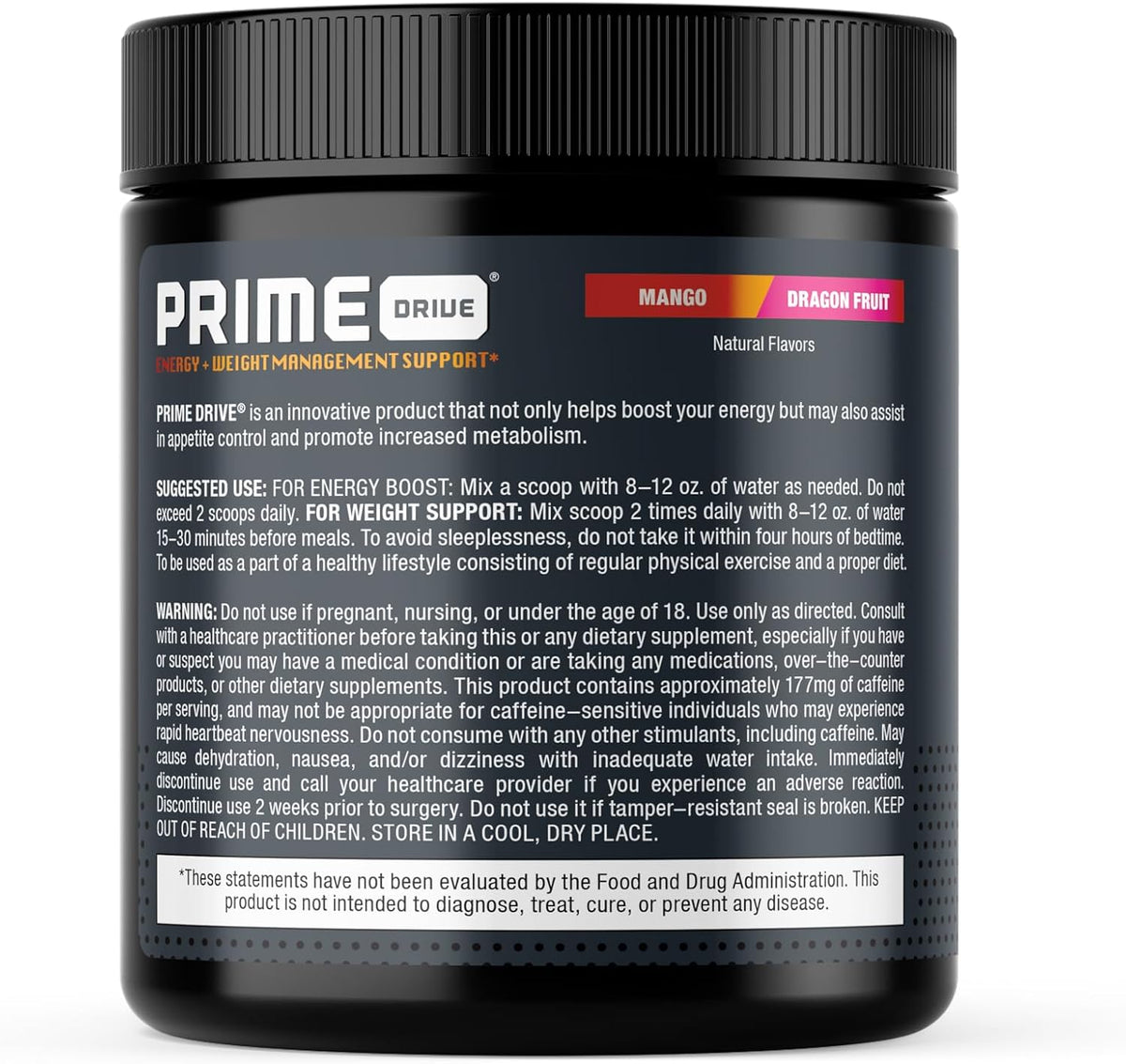 Prime Drive Energy Mango Dragonfruit Pre Workout Energy Drink Powder, Provides Extreme Energy, Focus and Intensity, Boosts Metabolism (30 Servings)…