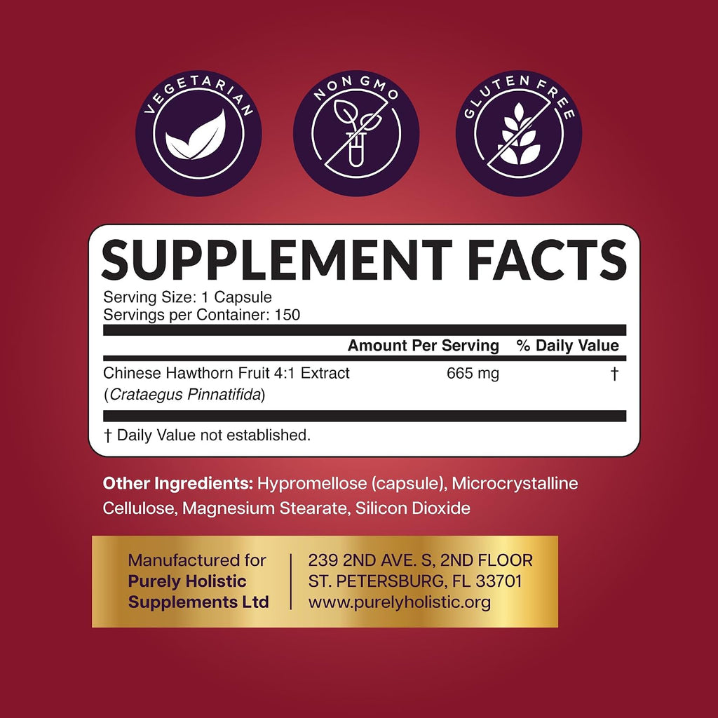 Hawthorn Berry Supplement, 5 Month Supply, Powerful 4:1 Hawthorn Extract | High Strength Hawthorne Berries, Cardiovascular Health Support, Hawthorne Berry Supplement, Vegan & Non-GMO, 150 Capsules
