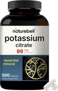 NatureBell Potassium Citrate 99mg, 500 Capsules - Chelated Mineral Supplements - Non-GMO, Gluten Free
