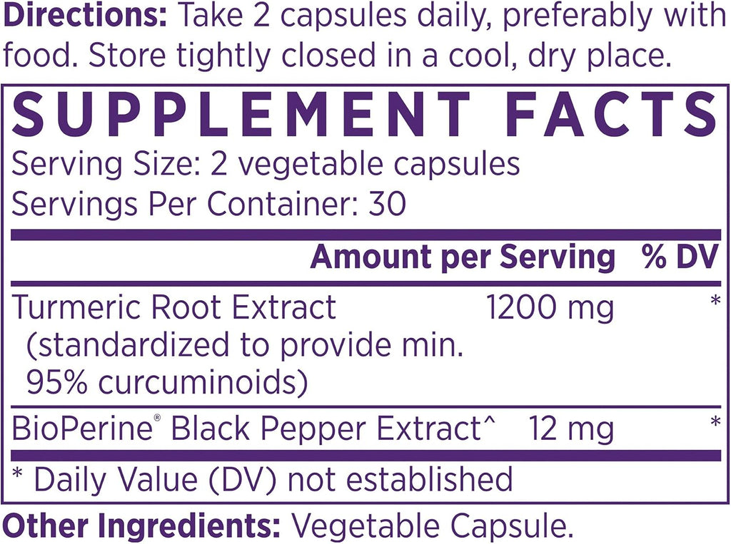 NAOMI Turmeric Curcumin High Potency 1200mg - Supports Healthy Inflammatory Response, Joint Comfort & Brain Health - 95% Curcuminoids, BioPerine® Enhanced Absorption, Non-GMO, 30-Day Supply