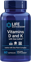 Life Extension Vitamins D and K with Sea-Iodine for Thyroid, 60 Capsules