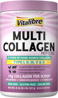 Vitalibre Multi Collagen Peptides Powder Type I II III V X, Hydrolyzed Collagen Protein for Women and Men, Skin, Hair, Nails, Unflavored, Non-GMO, Keto & GF, Zero Sugar, 22 Servings, 8oz