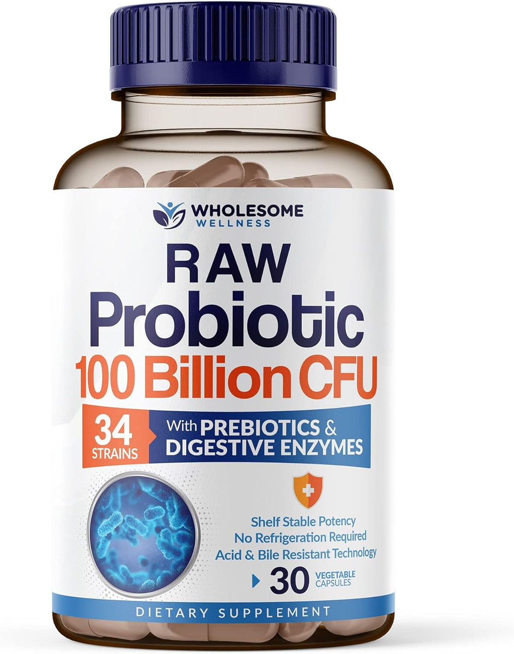 Wholesome Wellness Organic Probiotics 100 Billion CFU + Digestive Enzymes 1000mg with Prebiotics Bundle