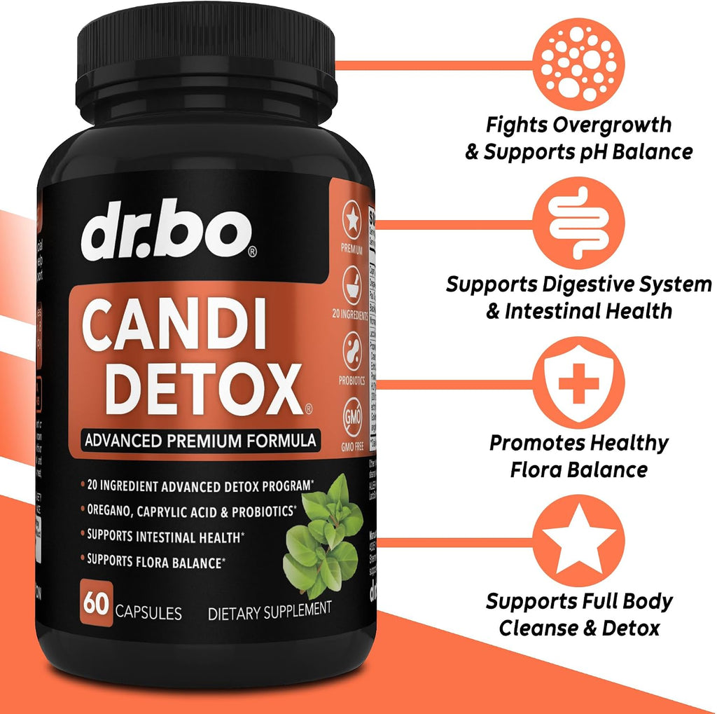 Candida Cleanse Detox for Women & Men - Candi Detox Support Supplement Pills Kit, Anti Overgrowth Gut Balance Probiotic Flora Complex Supplements - Natural Oral Herbal Oregano & Caprylic Acid Capsules