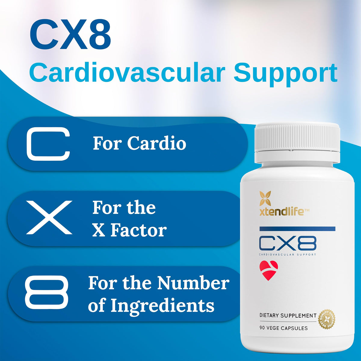 Xtendlife CX8 Heart Health Supplement for Cardiovascular Support, Circulation, and Arterial Health - with Vitamin K2 MK7, D3, Tocotrienols, and Sea Buckthorn-30 Day Supply