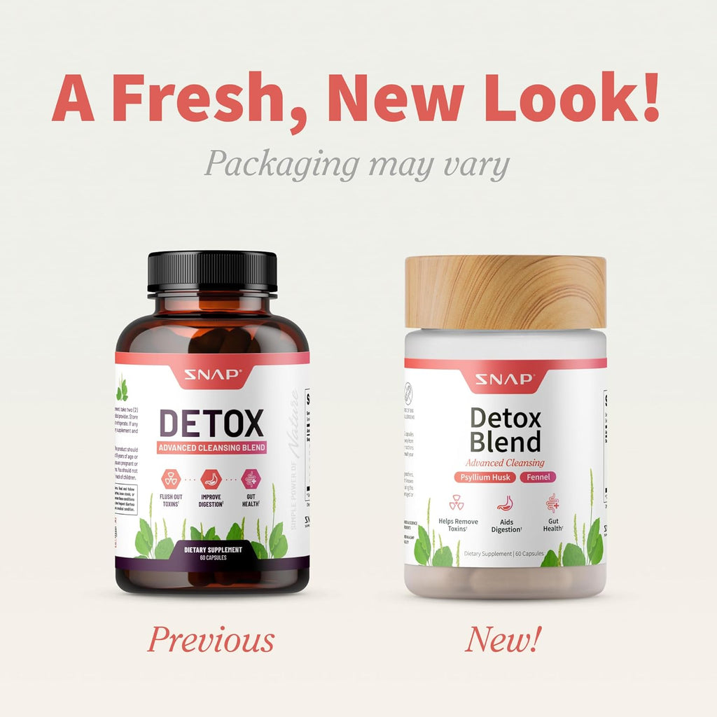 Snap Supplements Detox Blend to Support Gut Health, 60 Vegan Capsules | Licorice, Psyllium Husk, Fennel, Ginger, to Support Healthy Detox & Digestion, Gluten-Free, Non-GMO, Free of Major Allergens