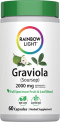 Rainbow Light Graviola Capsules | 60 Count | Full Spectrum Fruit & Leaf Blend (Annona Muricata) | Non-GMO and Gluten Free Herbal Supplement