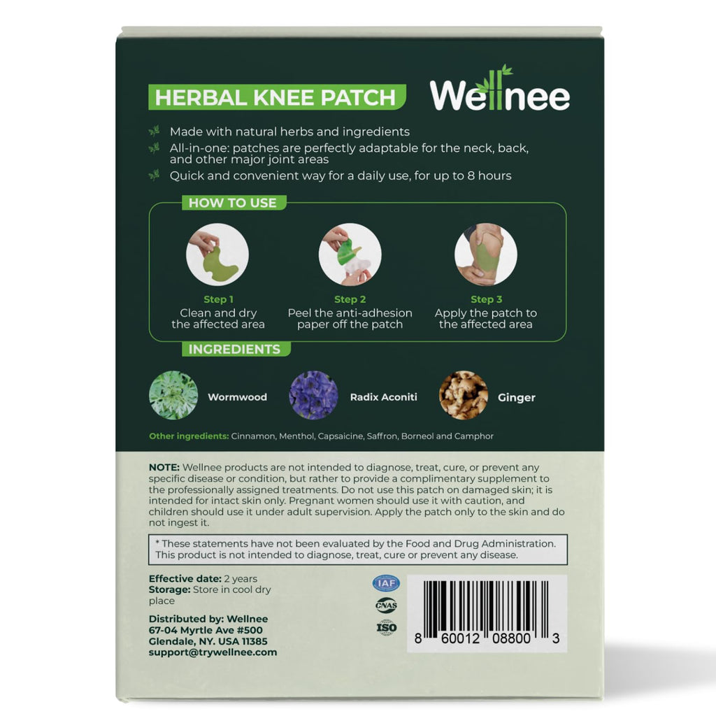 Wellnee Knee & Joint Wellness Bundle – Herbal Patches (10 pcs) & Support Capsules (90 servings)