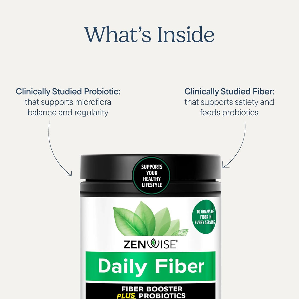 Zenwise Health Metabolic Probiotics Daily Fiber Powder Prebiotic - 15 Day | 15-day Supply, 10g Soluble Fiber, Fibersol, Satiety, Metabolic Probiotics, Appetite Control, Unflavored Powder