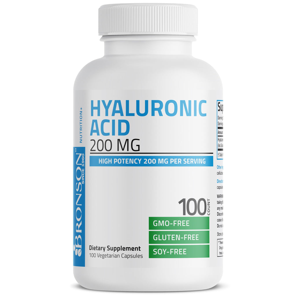 Bronson Hyaluronic Acid 200 MG High Potency Joint Health & Healthy Skin Support, Non-GMO, 200 Vegetarian Capsules