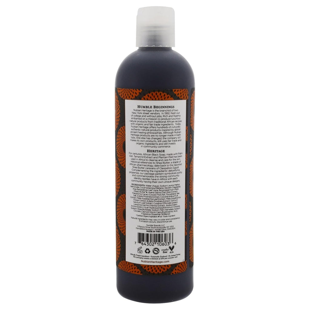 Nubian Heritage Body Wash, African Blk Soap, Tea Tree Oil Oats & Aloe, 13 Fl Oz pack of 2