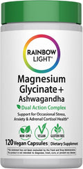 Rainbow Light Magnesium Glycinate + | 120 Capsules | Complex with Ashwagandha | Vegan, Non-GMO and Gluten Free Supplement