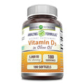 Amazing Formulas Vitamin D3 in Olive Oil 5000 IU Supplement | Softgels | Non-GMO | Gluten-Free | Made in USA (1 Pack | 360 Count)