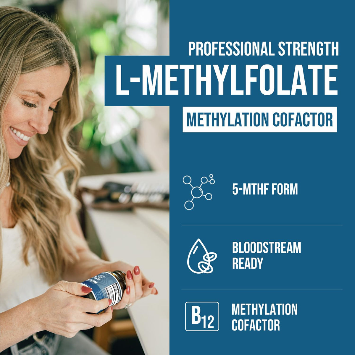 Organic Methyl Folate 1000 mcg + Methyl B12 Cofactor (300 Servings) – Metabolically Active 5-MTHF Form, Organic Berry Flavor, Liquid Sublingual Form – Mood, Cognition, Methylation, Pregnancy (1oz)