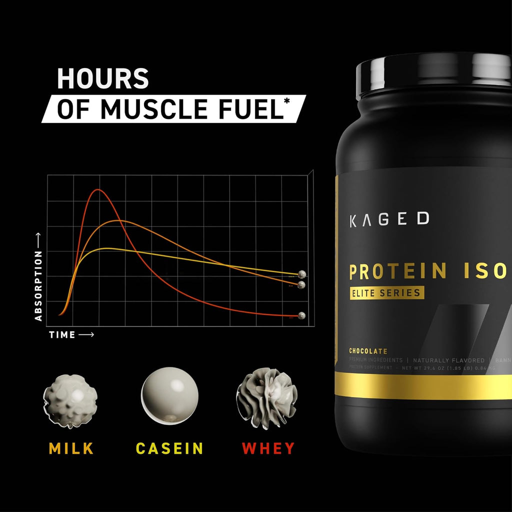 Kaged Whey Protein Isolate Elite Powder | Vanilla | Whey, Casein, & Milk Protein Blend | Post Workout Recovery Drink | Supports Muscle Building | Supplements for Men & Women | 2 lbs