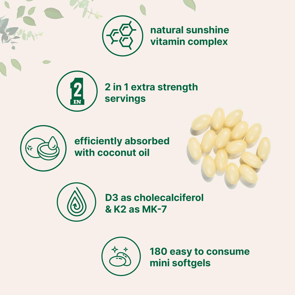 Micro Ingredients Vitamin D3 K2 MK-7 10,000 IU Per Serving, 300 Softgels | Made with Virgin Coconut Oil, K2 200 mcg Per Serving. D3 & K2 Vitamin Supplement. Easy-to-Swallow. Non-GMO, Gluten Free.