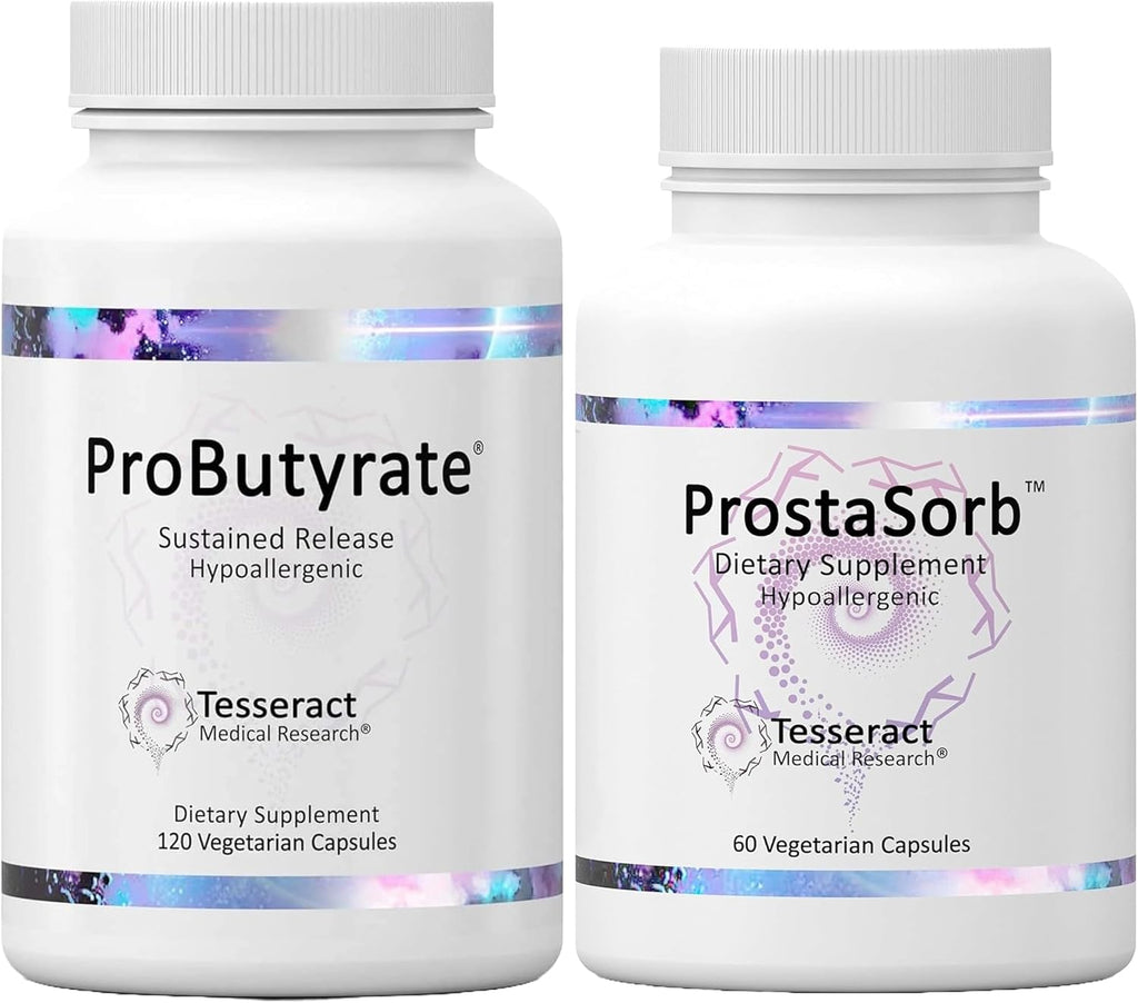 Tesseract Medical Research Optimal Gut & Prostate Bundle, Butyric Acid Complex Gastrointestinal and Prostate Supplement
