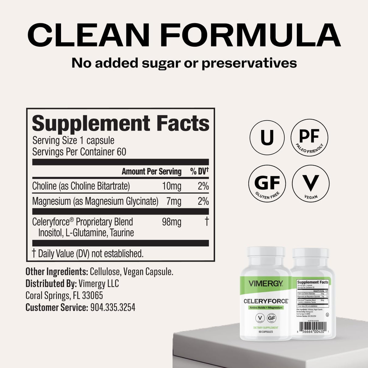 Vimergy Celeryforce – Nutrients and Amino Acids – Supports Your Wellness Routine* – Kosher, Vegan & Gluten-Free – 60 Capsules