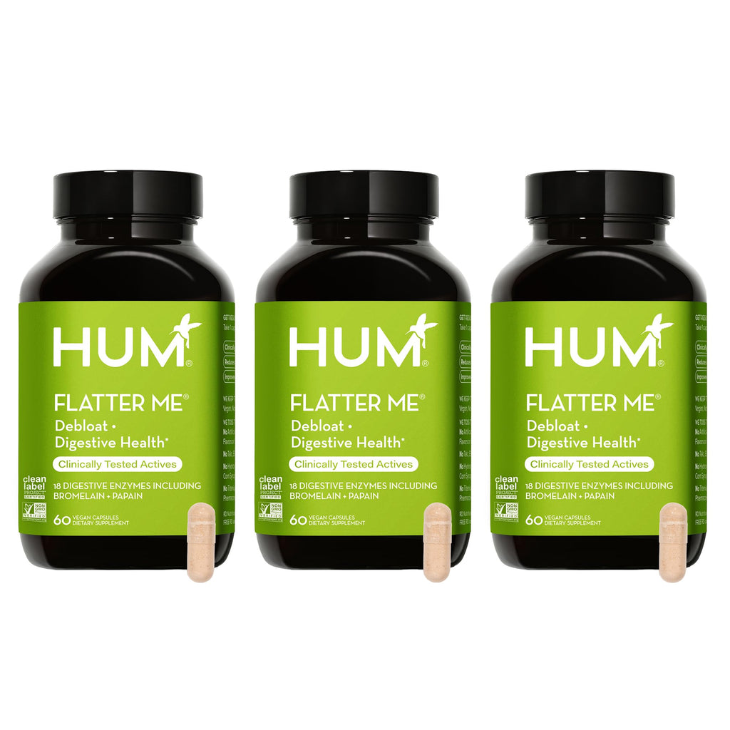 HUM Flatter Me Digestive Enzymes, Digestion & Bloating Support, 60 Count