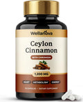 Ceylon Cinnamon Capsules Supplement with Chromium - 1,200 mg True Cinnamomum Verum, Chromium Picolinate 200 mcg - Heart, Metabolism & Energy Support - 60 Vegan Capsules