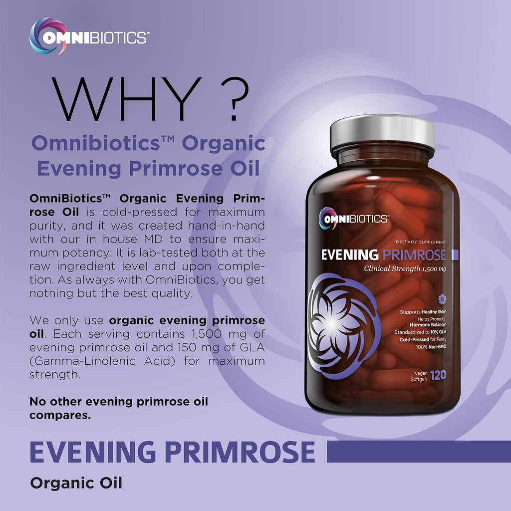 OmniBiotics The Female Health Care Package Organic Evening Primrose Oil + Myo-Inositol with D-Chiro-Inositol for Skin, Hair, & Hormone Support