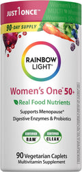 Rainbow Light Womens One + Multivitamin 50 Plus | 90 Caplets | Supports Menopause | Real Food Nutrients, Digestive Enzymes & Probiotics