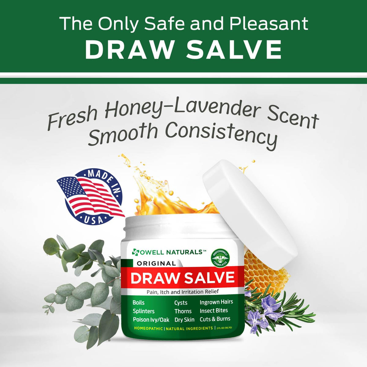 OWELL NATURALS Drawing Salve Ointment for Boil & Cyst Removal, Deep Ingrown Hair, Splinter Remover, Bug Spider Bites, Bee Sting, Mosquito Itching, Poison Ivy